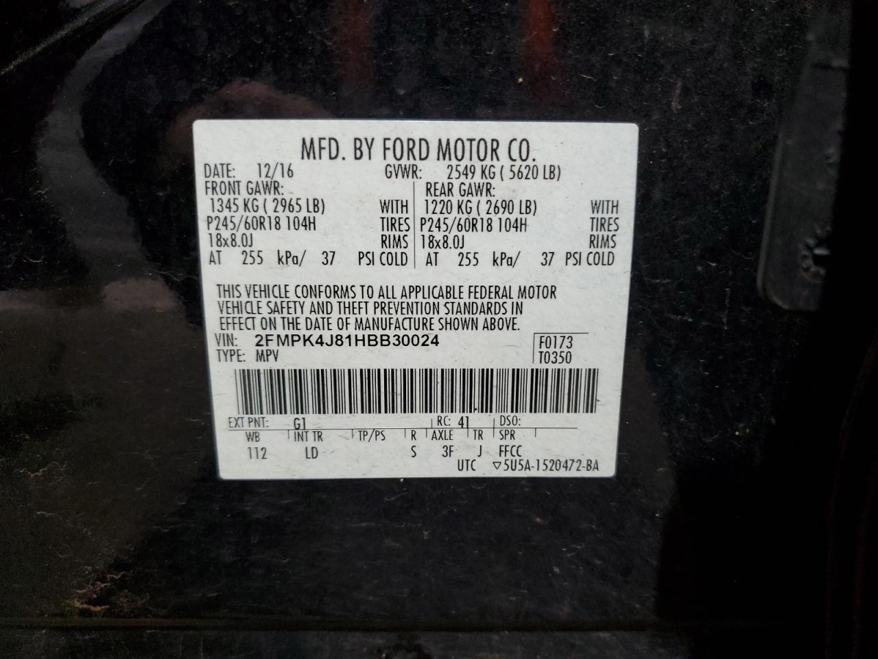 2017 Ford Edge Sel VIN: 2FMPK4J81HBB30024 Lot: 92680775