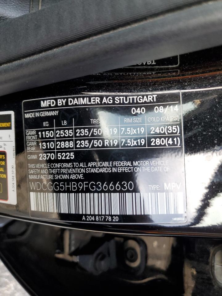 2015 Mercedes-Benz Glk 350 VIN: WDCGG5HB9FG366630 Lot: 92621335