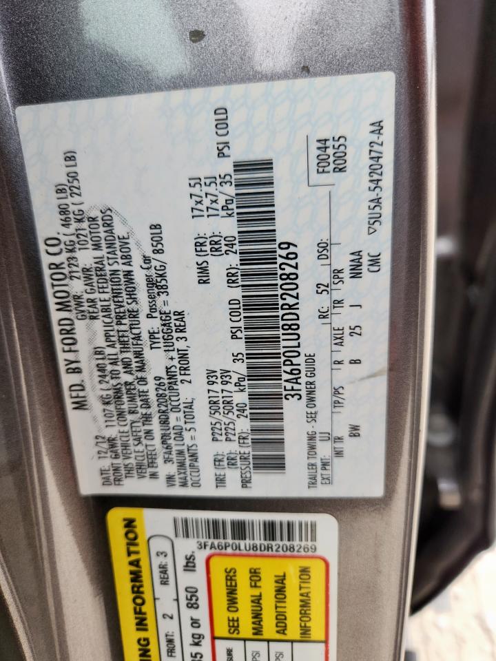 2013 Ford Fusion Se Hybrid VIN: 3FA6P0LU8DR208269 Lot: 93477425