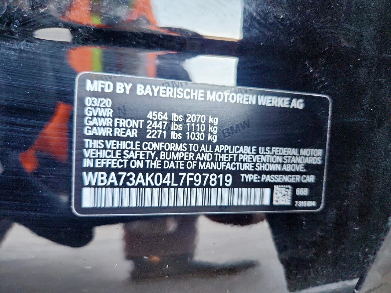 2020 BMW 228Xi VIN: WBA73AK04L7F97819 Lot: 91626105