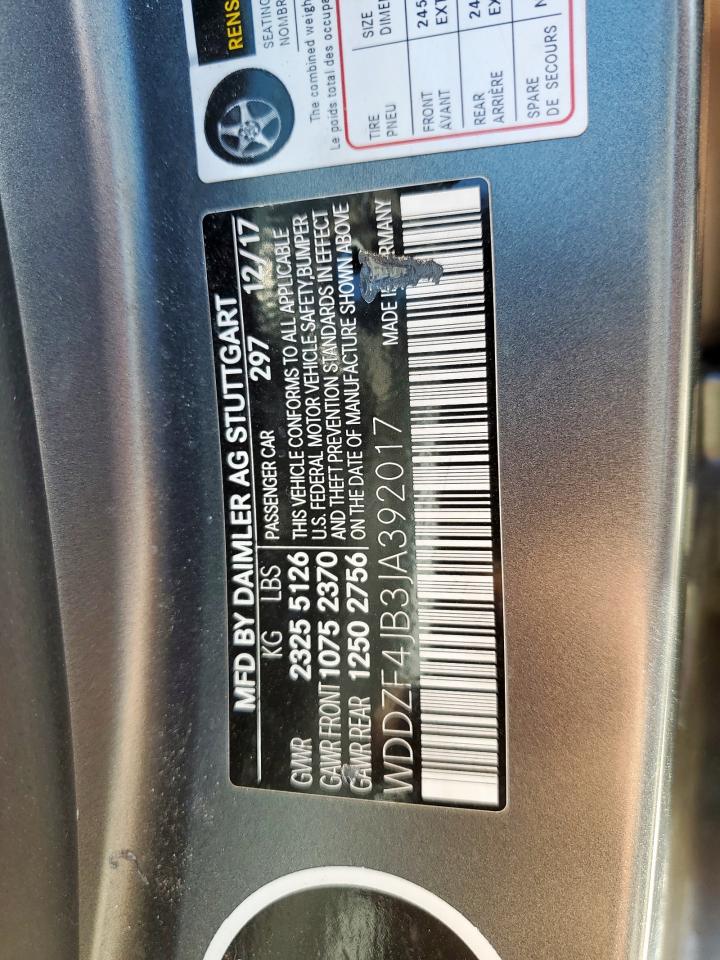 2018 Mercedes-Benz E 300 VIN: WDDZF4JB3JA392017 Lot: 91405965