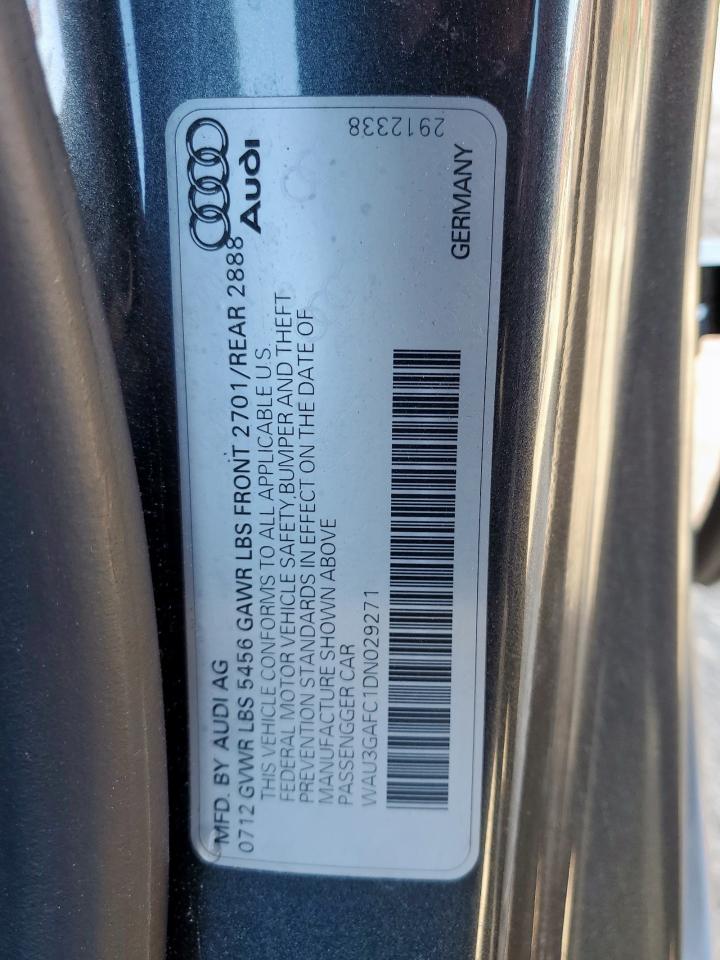 2013 Audi A7 Prestige VIN: WAU3GAFC1DN029271 Lot: 82671365