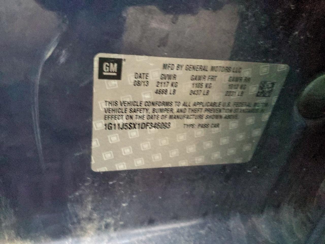 2013 Chevrolet Malibu Ltz VIN: 1G11J5SX1DF346093 Lot: 93140855