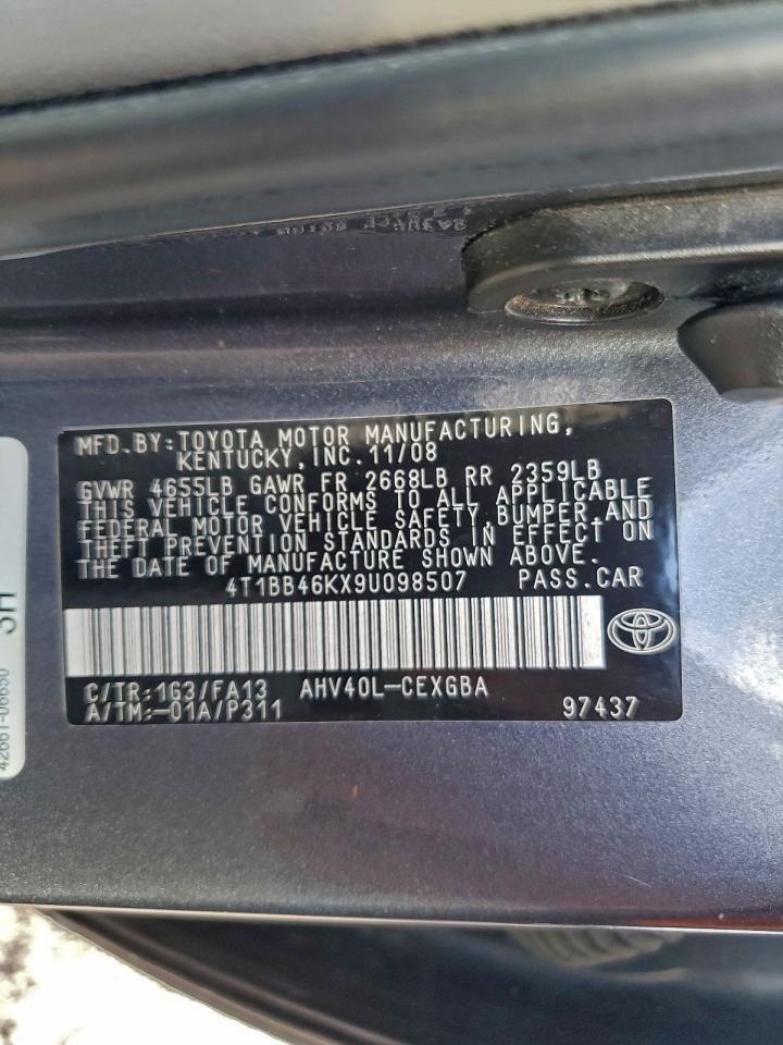 2009 Toyota Camry Hybrid VIN: 4T1BB46KX9U098507 Lot: 93973545