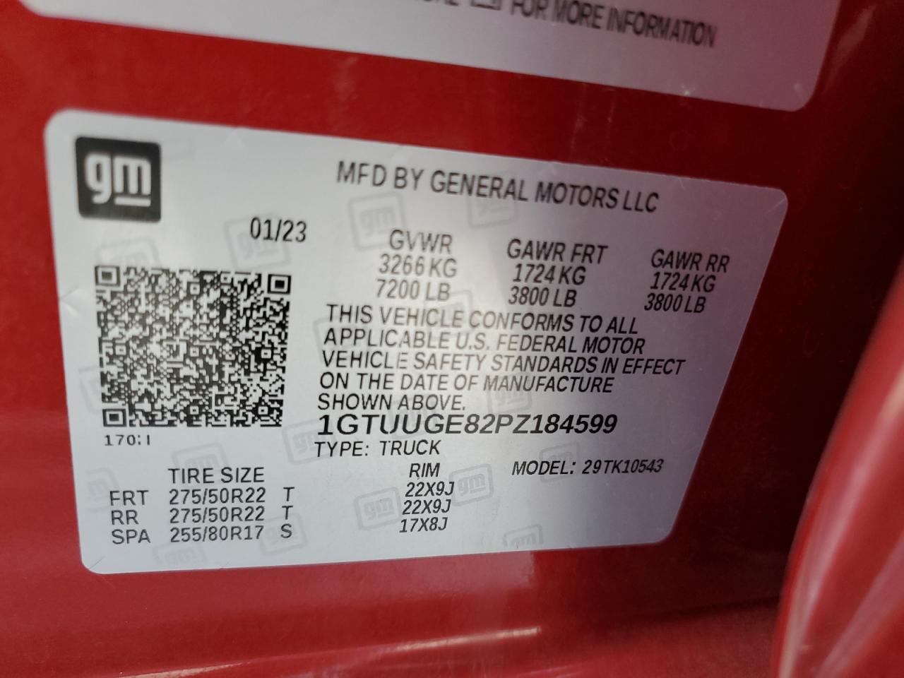 2023 GMC Sierra K1500 Denali VIN: 1GTUUGE82PZ184599 Lot: 90249695