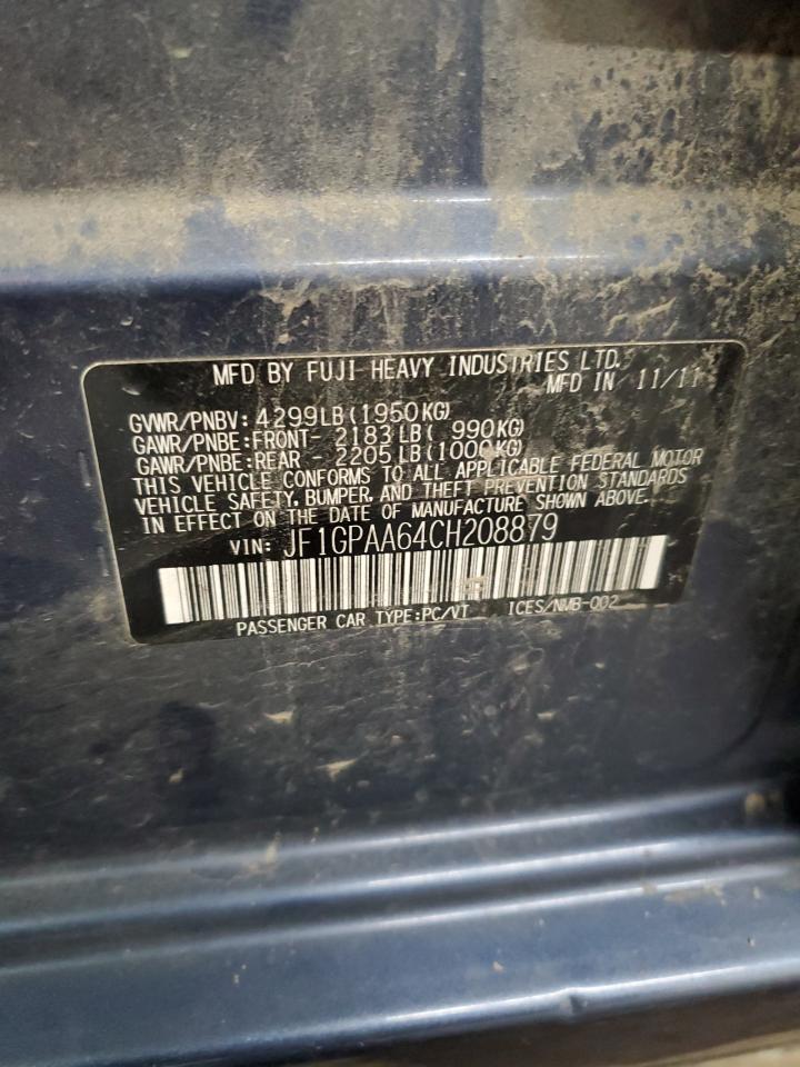 2012 Subaru Impreza VIN: JF1GPAA64CH208879 Lot: 92932055