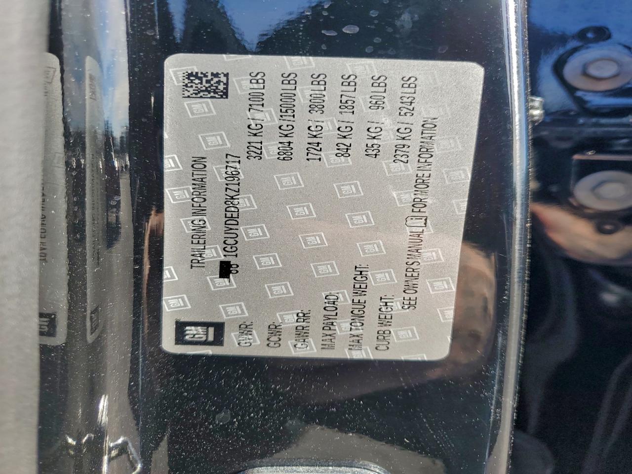 2019 Chevrolet Silverado K1500 Lt VIN: 1GCUYDED8KZ196717 Lot: 91862035