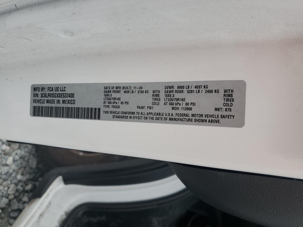 2025 Ram Promaster2500 Delivery Van VIN: 3C6LRVDGQSE532400 Lot: 92002385