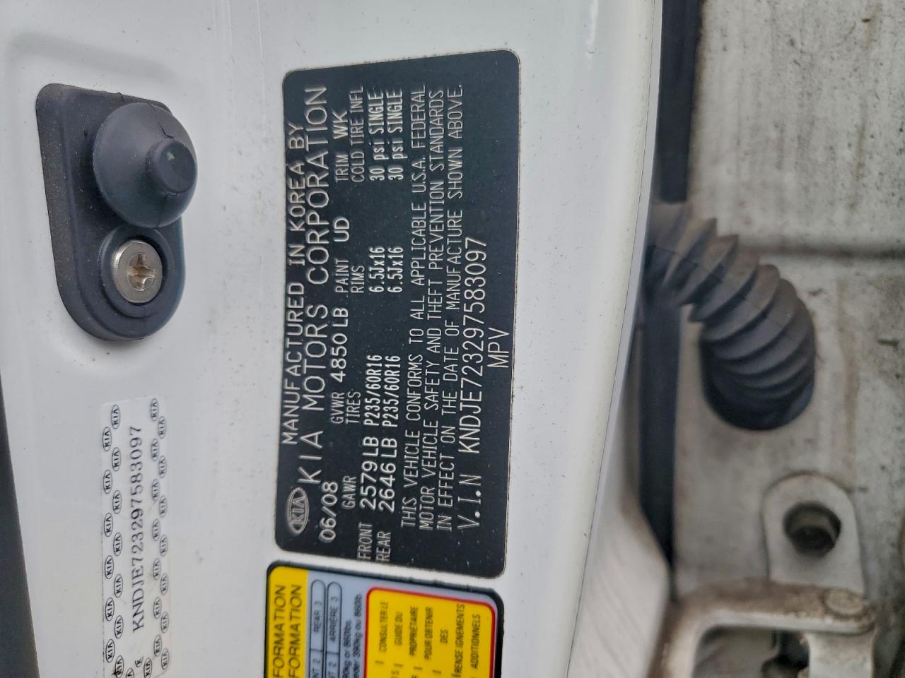 2009 Kia Sportage Lx VIN: KNDJE723297583097 Lot: 94346755