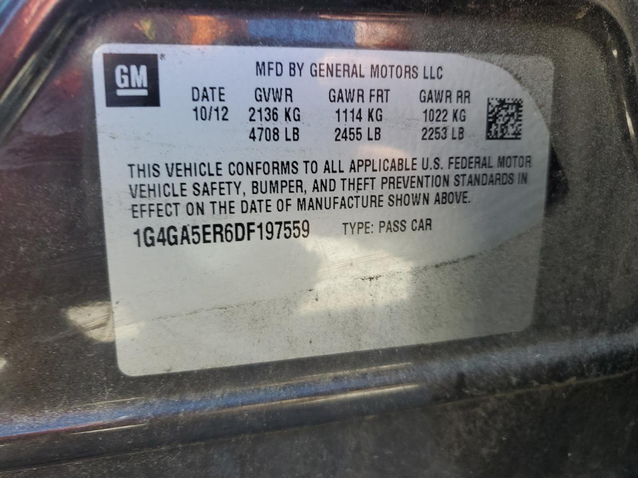 2013 Buick Lacrosse VIN: 1G4GA5ER6DF197559 Lot: 90924125