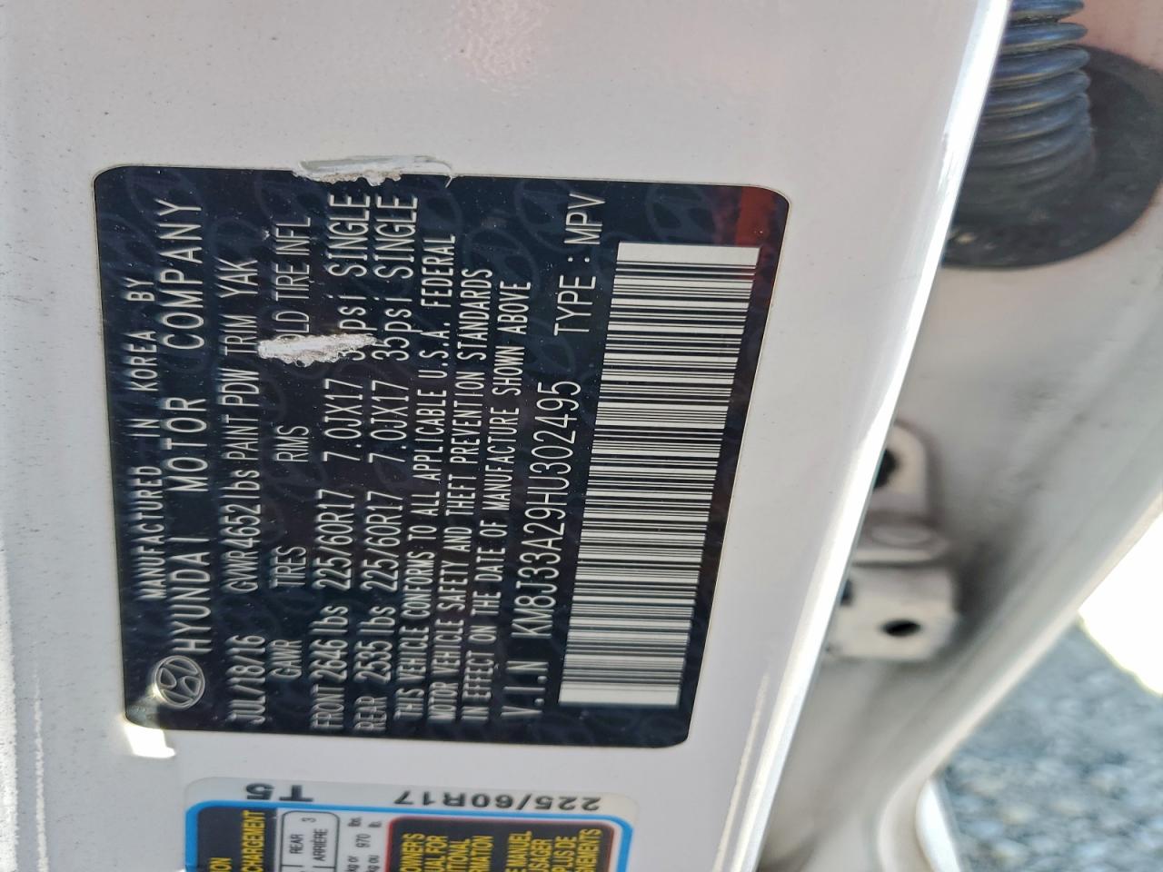 2017 Hyundai Tucson Limited VIN: KM8J33A29HU302495 Lot: 94762275