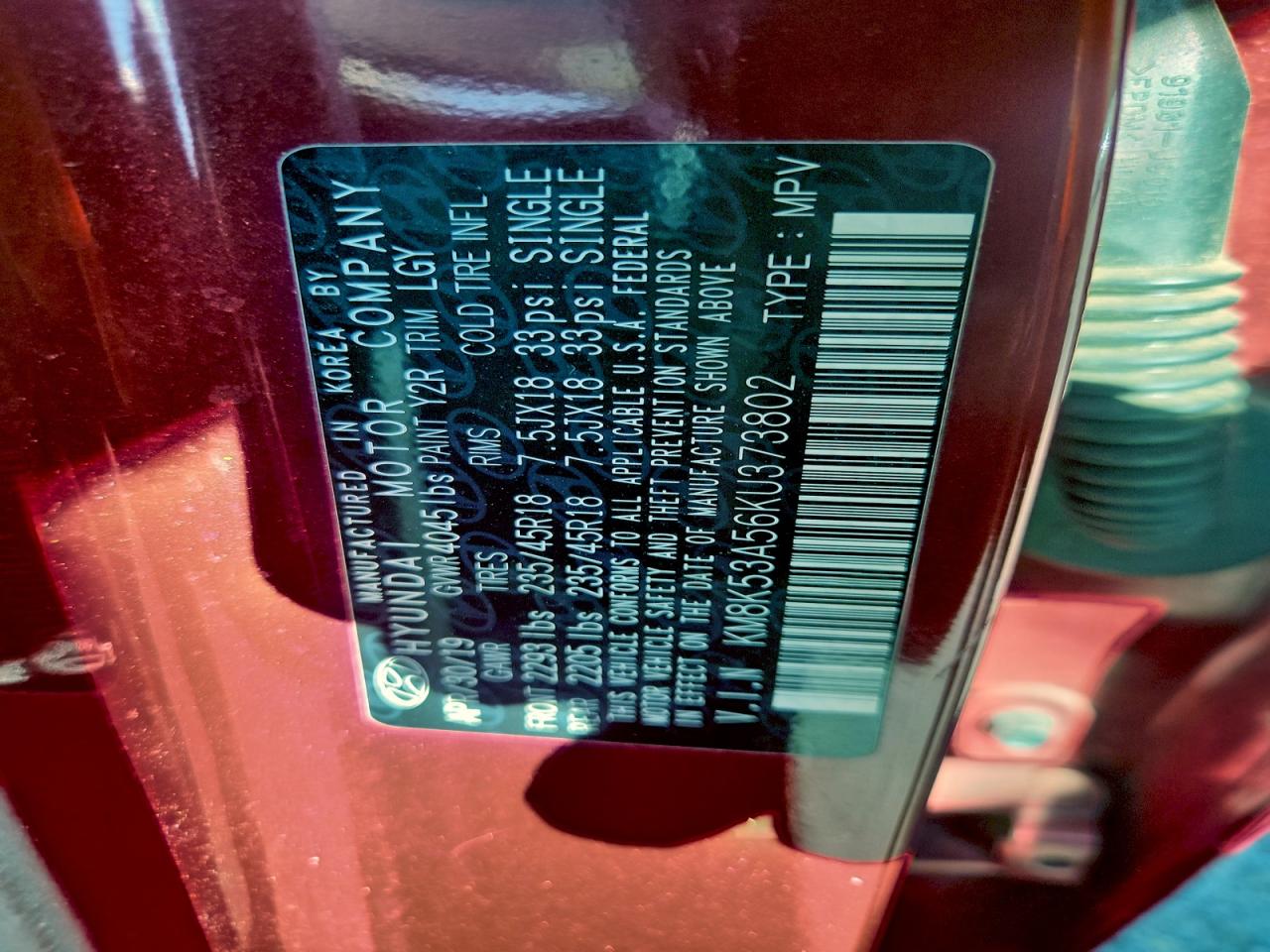 2019 Hyundai Kona Ultimate VIN: KM8K53A56KU373802 Lot: 94540825