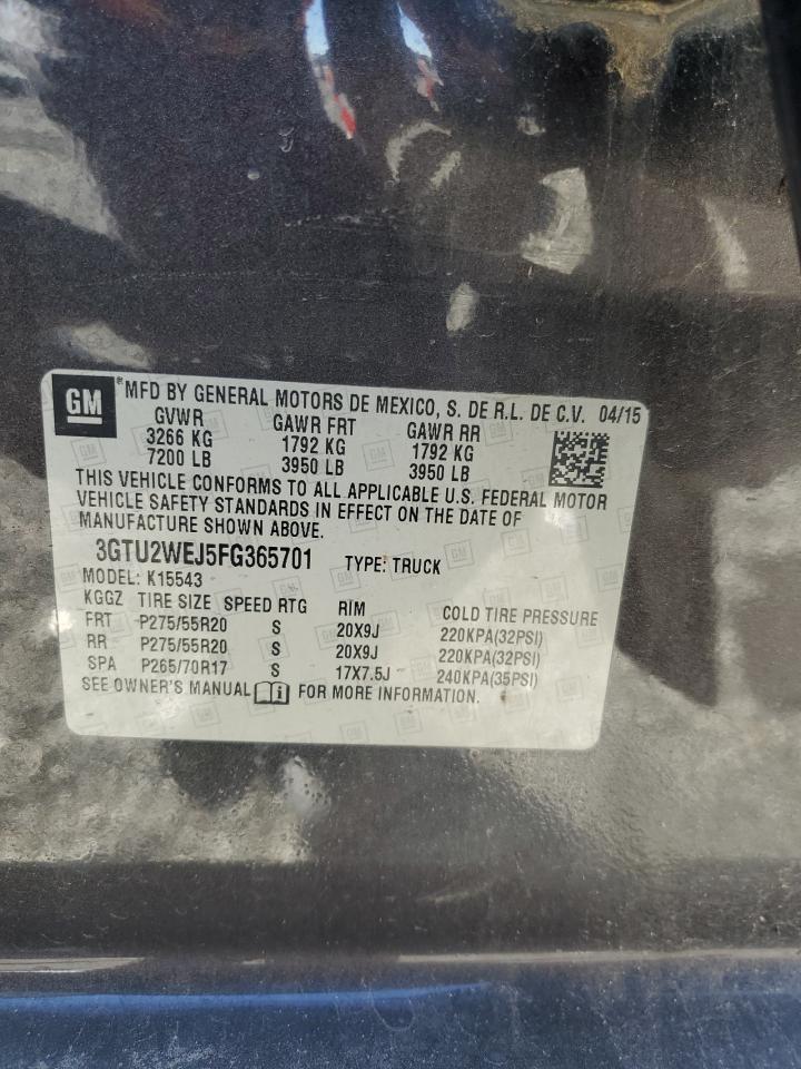 2015 GMC Sierra K1500 Denali VIN: 3GTU2WEJ5FG365701 Lot: 92790745