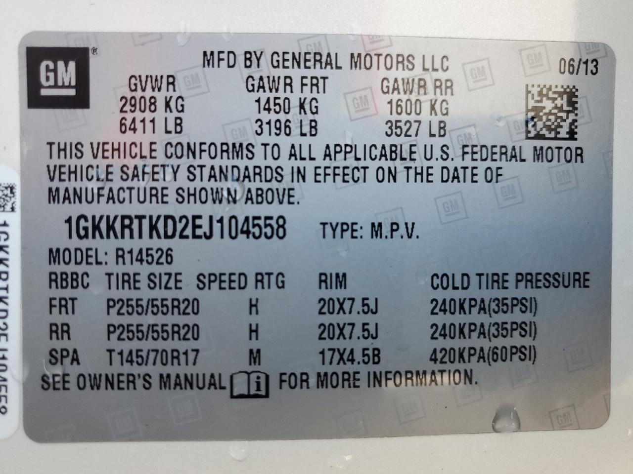 2014 GMC Acadia Denali VIN: 1GKKRTKD2EJ104558 Lot: 91691865