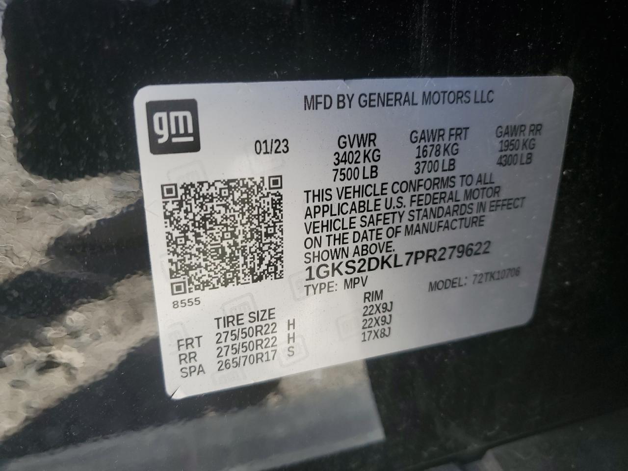 2023 GMC Yukon Denali VIN: 1GKS2DKL7PR279622 Lot: 92784785