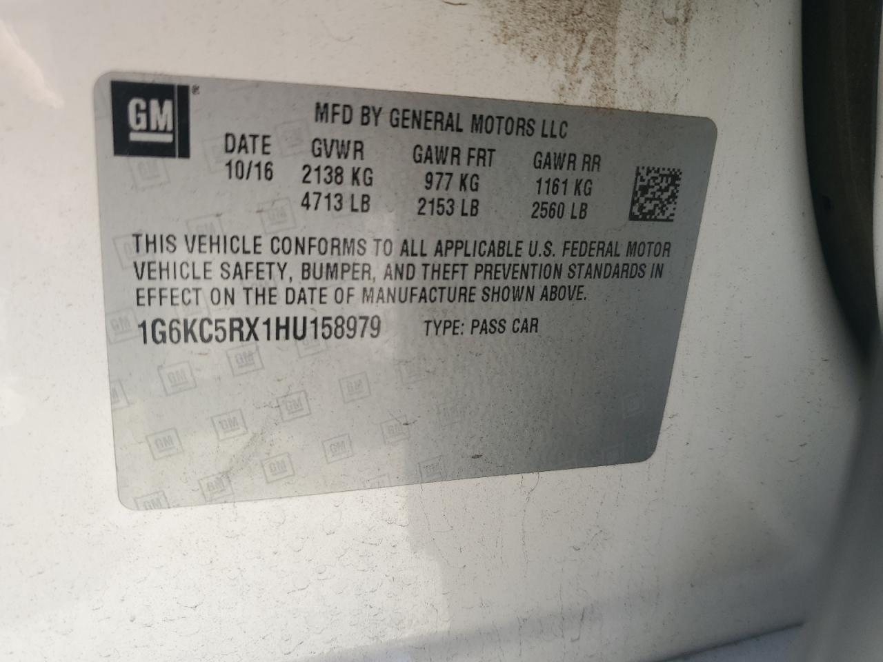 2017 Cadillac Ct6 Luxury VIN: 1G6KC5RX1HU158979 Lot: 91230535