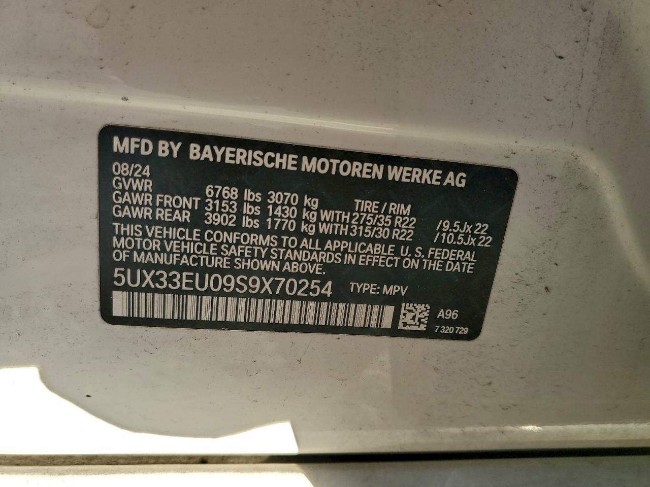 2025 BMW X5 M60I VIN: 5UX33EU09S9X70254 Lot: 93074935