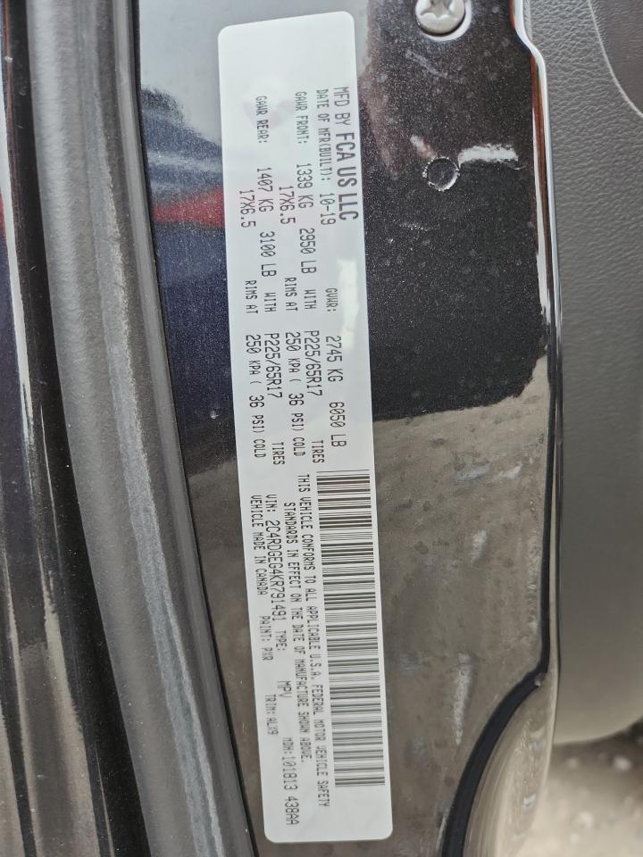 2019 Dodge Grand Caravan Gt VIN: 2C4RDGEG4KR791491 Lot: 92266365