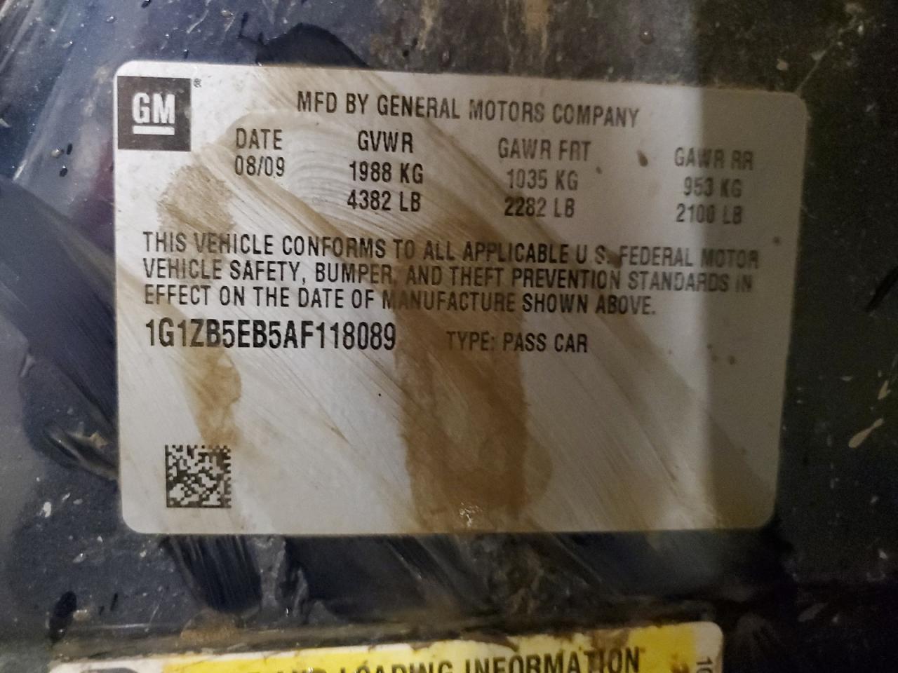 2010 Chevrolet Malibu Ls VIN: 1G1ZB5EB5AF118089 Lot: 93142745