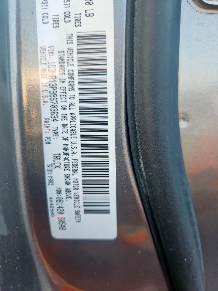 2009 Dodge Ram 1500 VIN: 1D3HB13P99S703634 Lot: 91844745