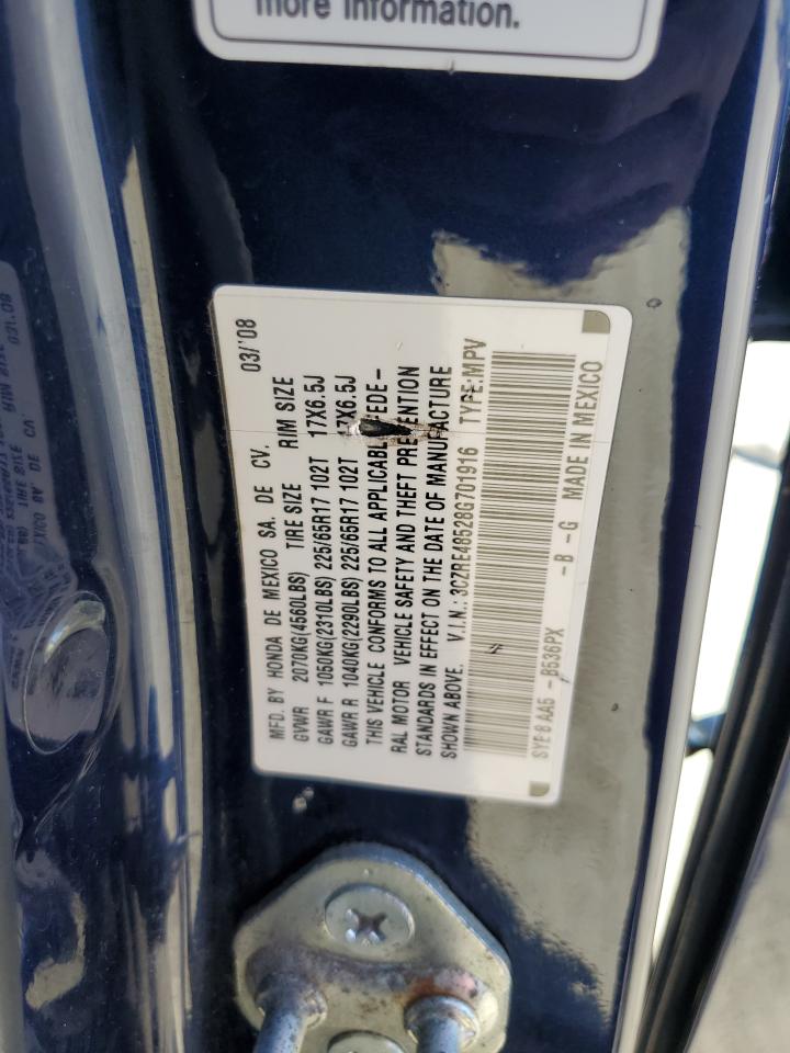 2008 Honda Cr-V Ex VIN: 3CZRE48528G701916 Lot: 92449345