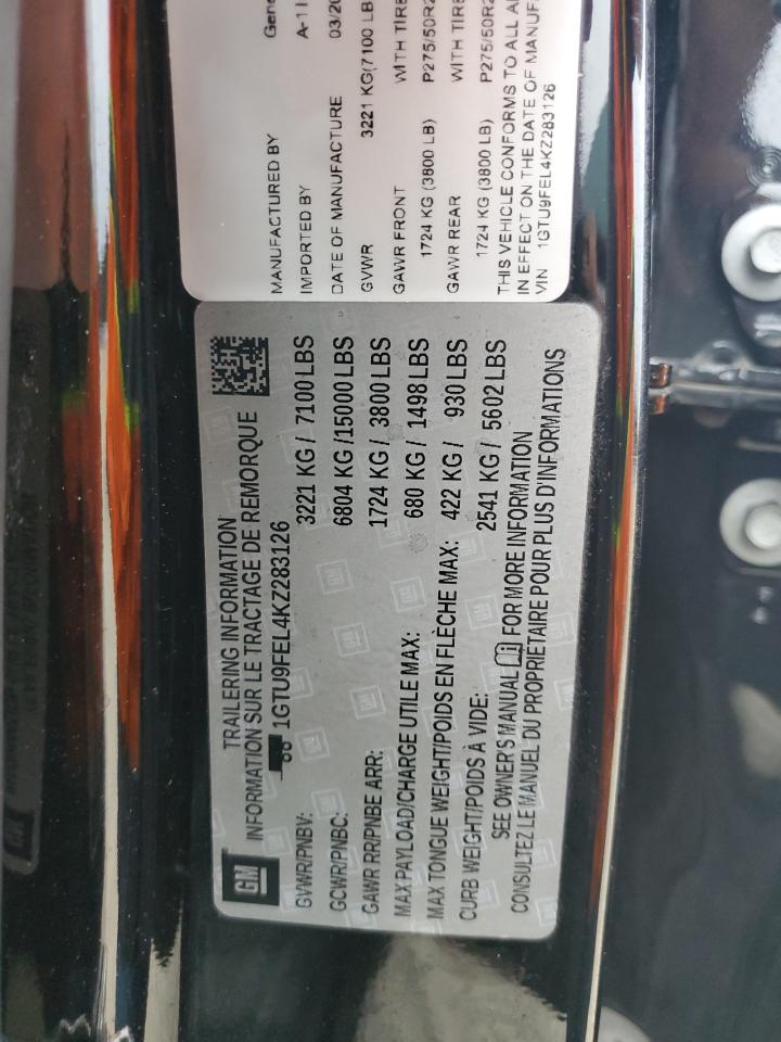 2019 GMC Sierra K1500 Denali VIN: 1GTU9FEL4KZ283126 Lot: 92861725