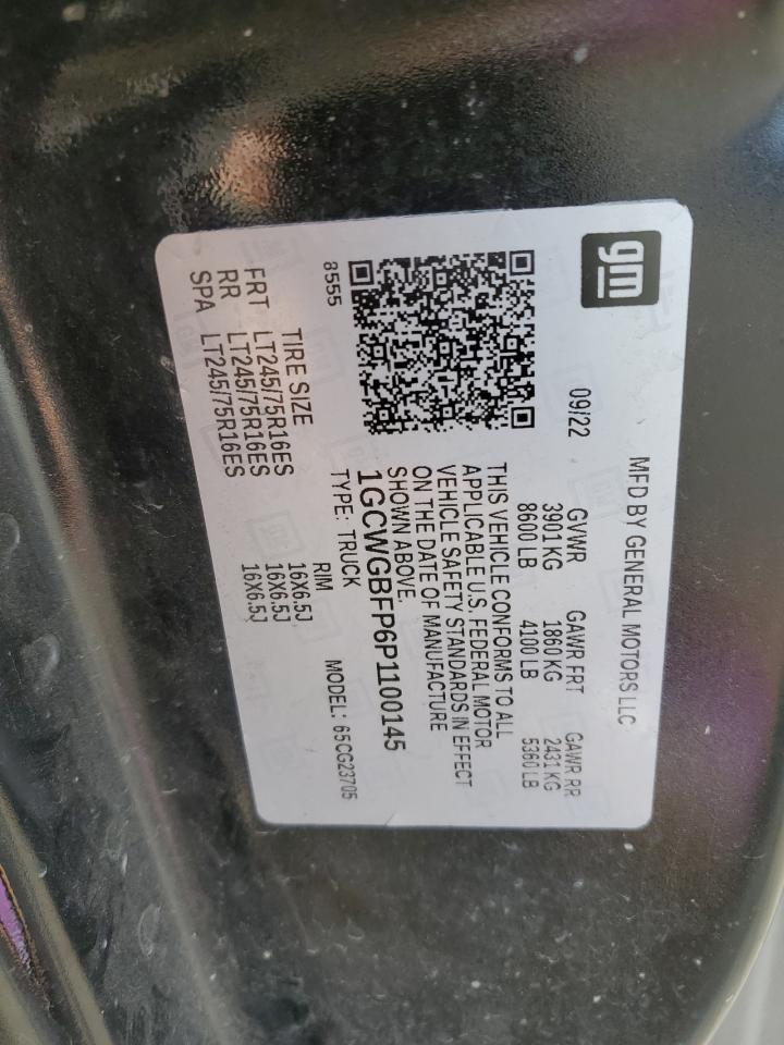 2023 Chevrolet Express G2500 VIN: 1GCWGBFP6P1100145 Lot: 92168545