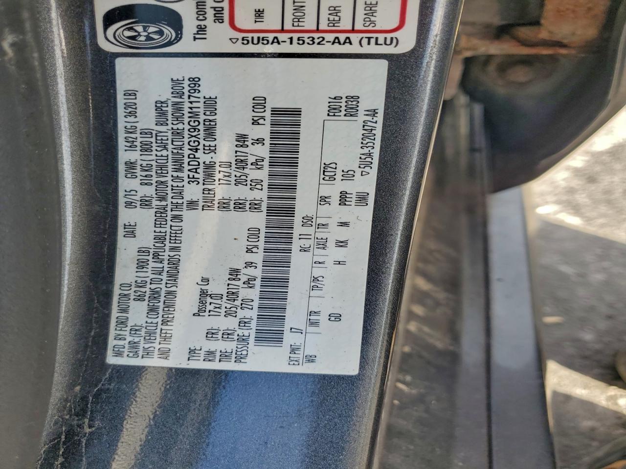 2016 Ford Fiesta St VIN: 3FADP4GX9GM117998 Lot: 94498675