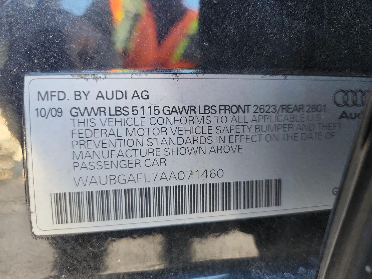 2010 Audi S4 Premium Plus VIN: WAUBGAFL7AA071460 Lot: 92710175