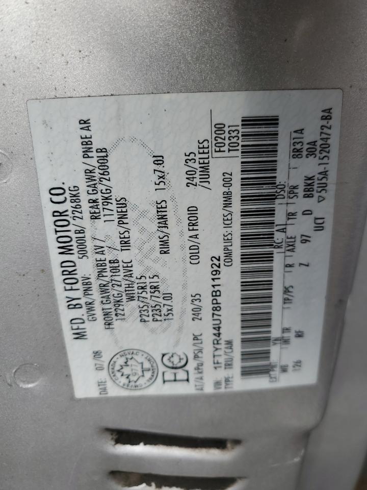 2008 Ford Ranger Super Cab VIN: 1FTYR44U78PB11922 Lot: 93011675