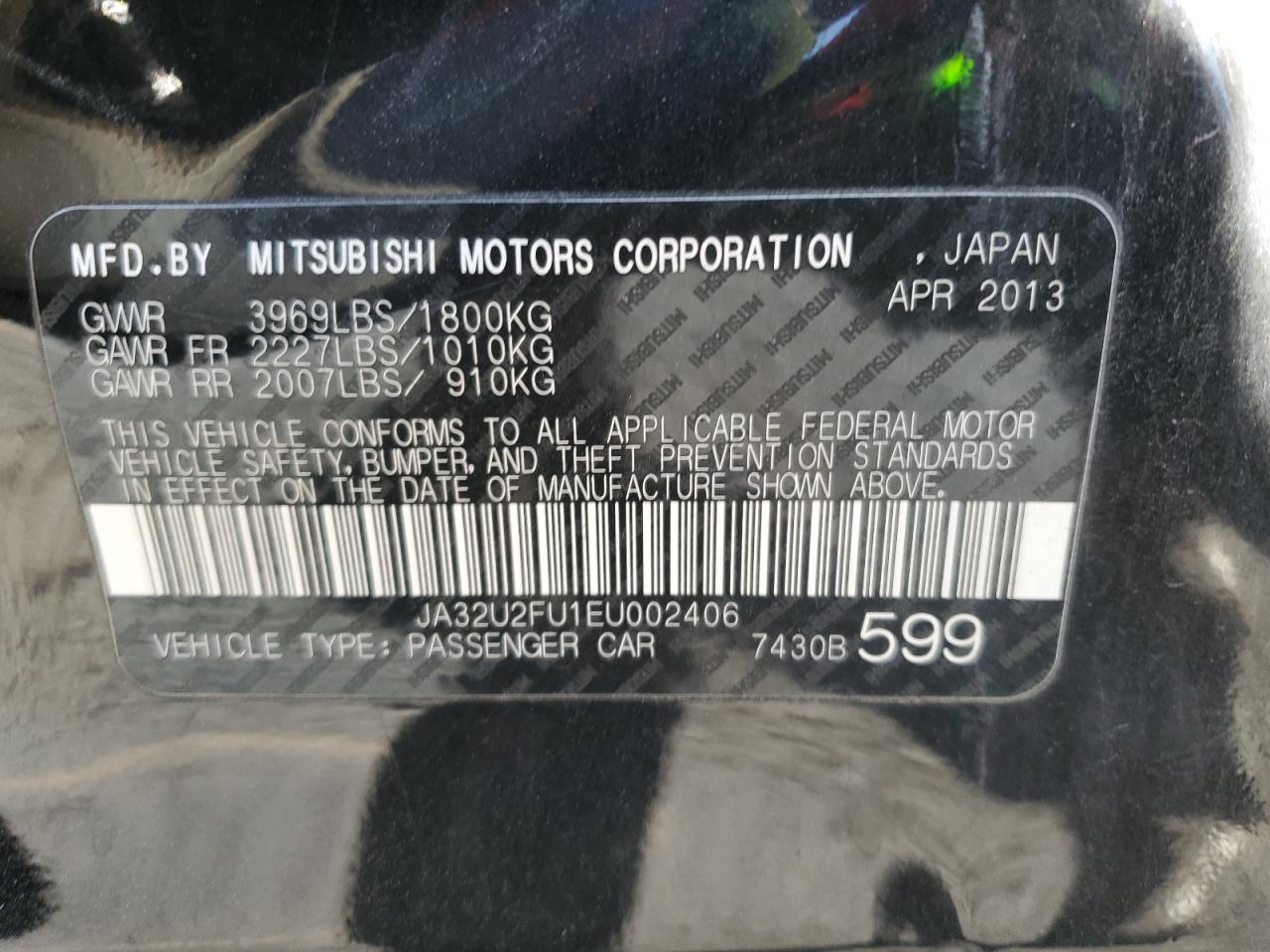 2014 Mitsubishi Lancer Es/Es Sport VIN: JA32U2FU1EU002406 Lot: 91449975