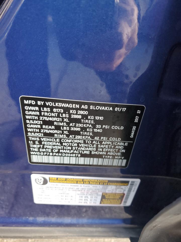 2017 Volkswagen Touareg Executive VIN: WVGGF7BP4HD004679 Lot: 93021995