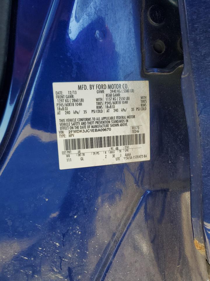 2014 Ford Edge Sel VIN: 2FMDK3JC1EBA09670 Lot: 92599665