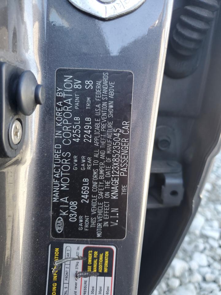 2008 Kia Optima Lx VIN: KNAGE123X85235045 Lot: 91001425