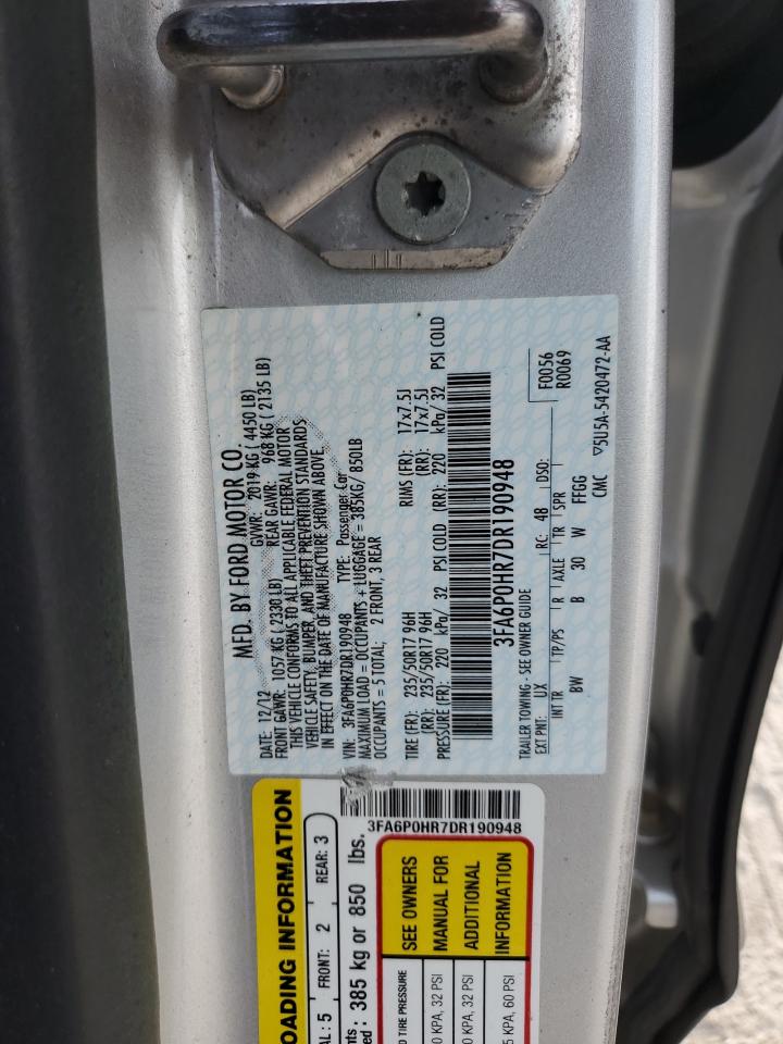 2013 Ford Fusion Se VIN: 3FA6P0HR7DR190948 Lot: 93300495