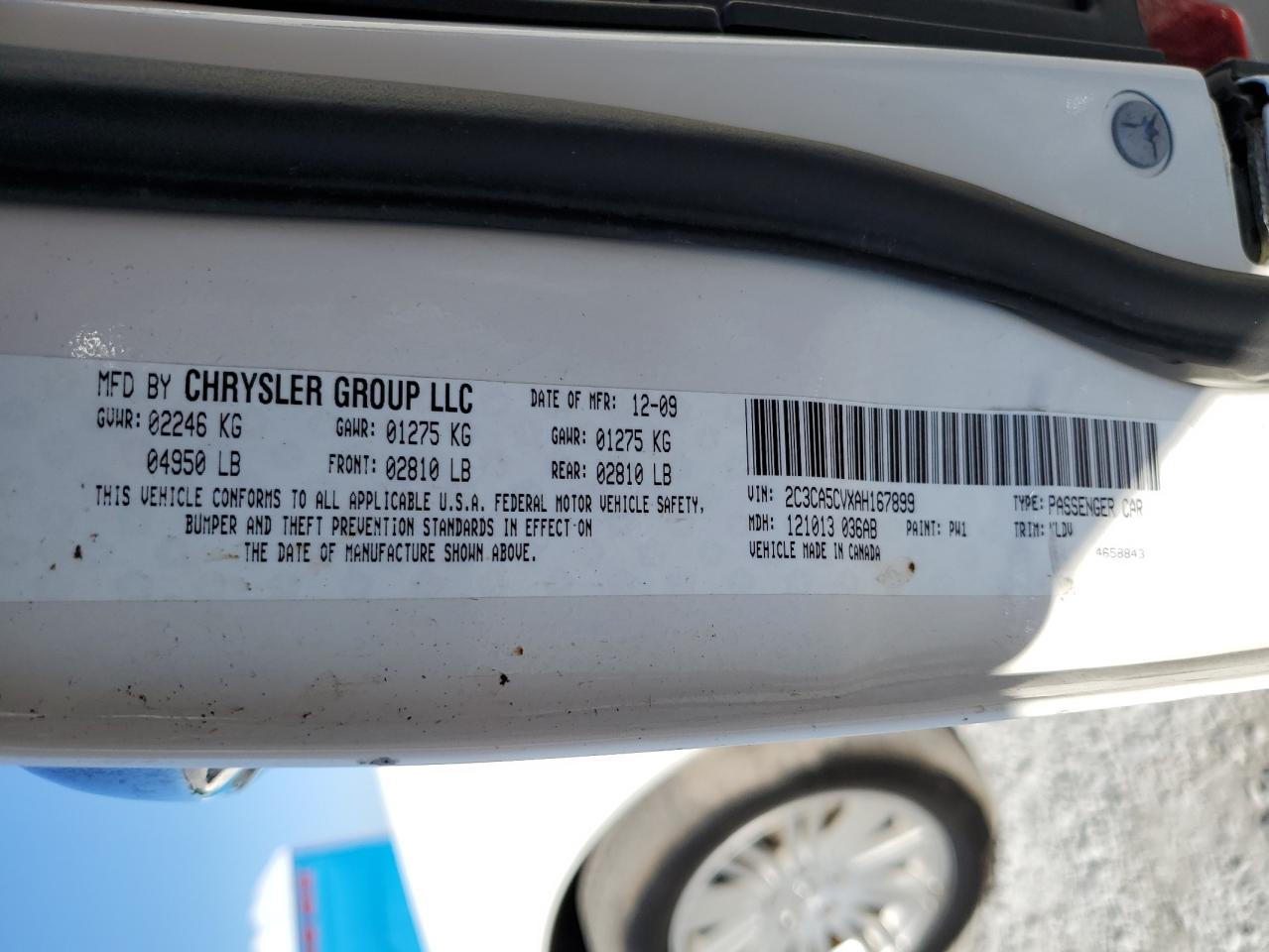 2010 Chrysler 300 Touring VIN: 2C3CA5CVXAH167899 Lot: 93028035