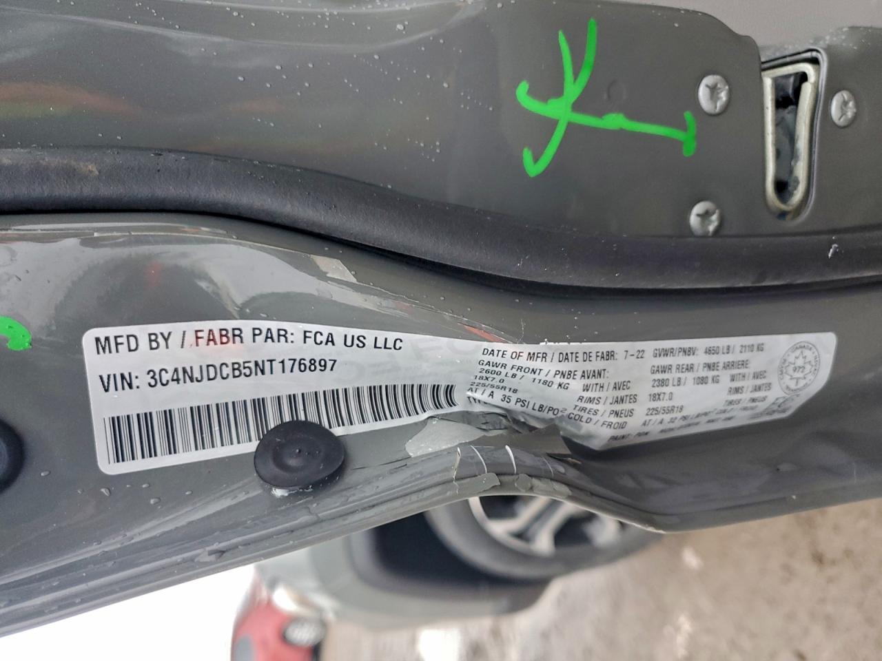 2022 Jeep Compass Limited VIN: 3C4NJDCB5NT176897 Lot: 92872875