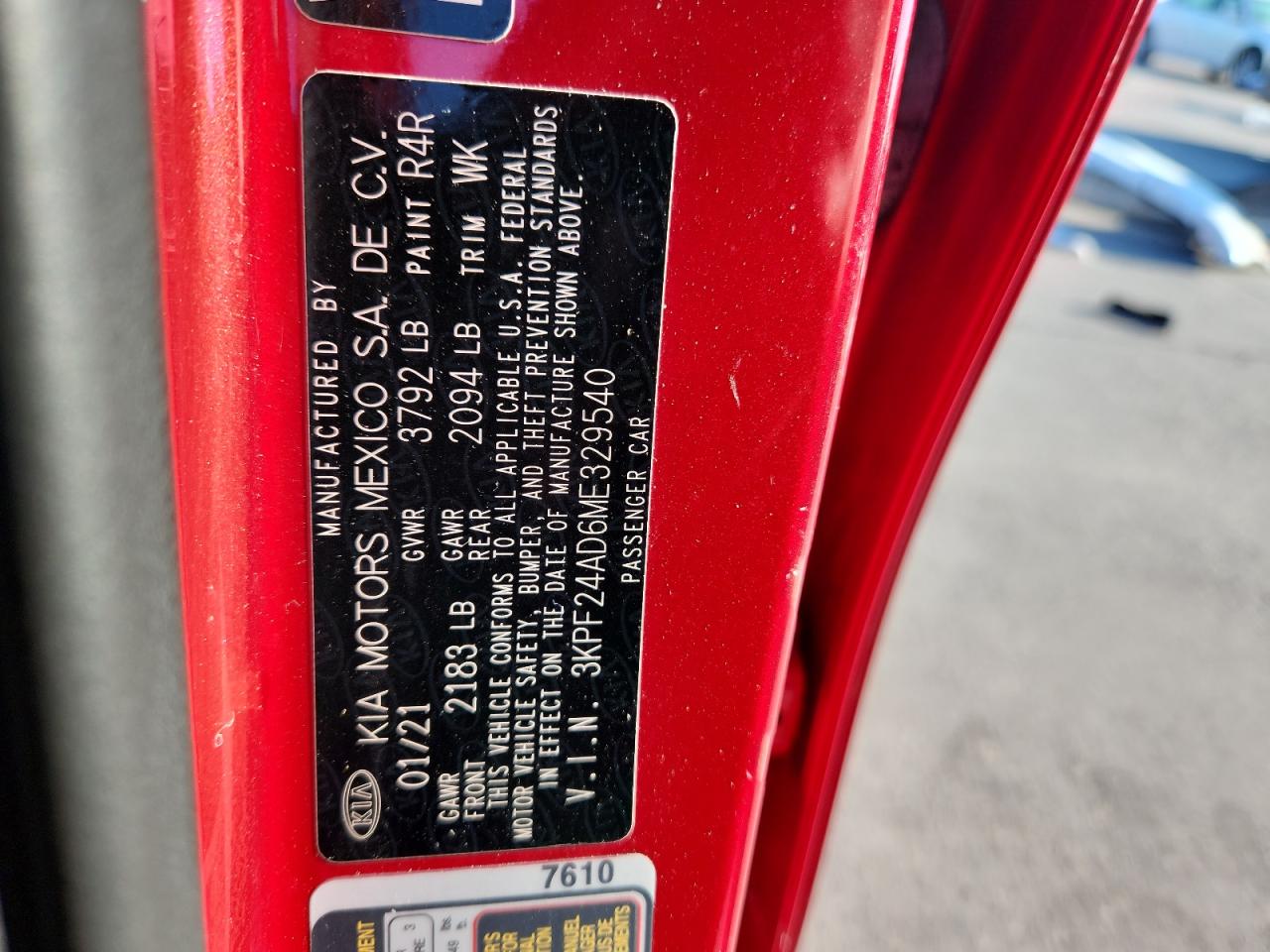 2021 Kia Forte Fe VIN: 3KPF24AD6ME329540 Lot: 92732005