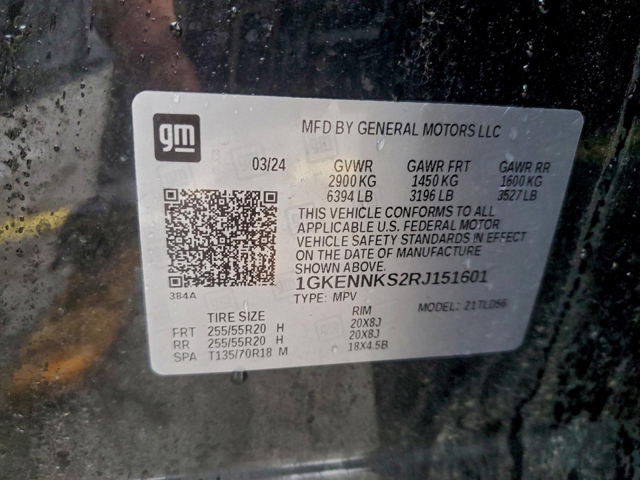 2024 GMC Acadia Uplevel VIN: 1GKENNKS2RJ151601 Lot: 94456655