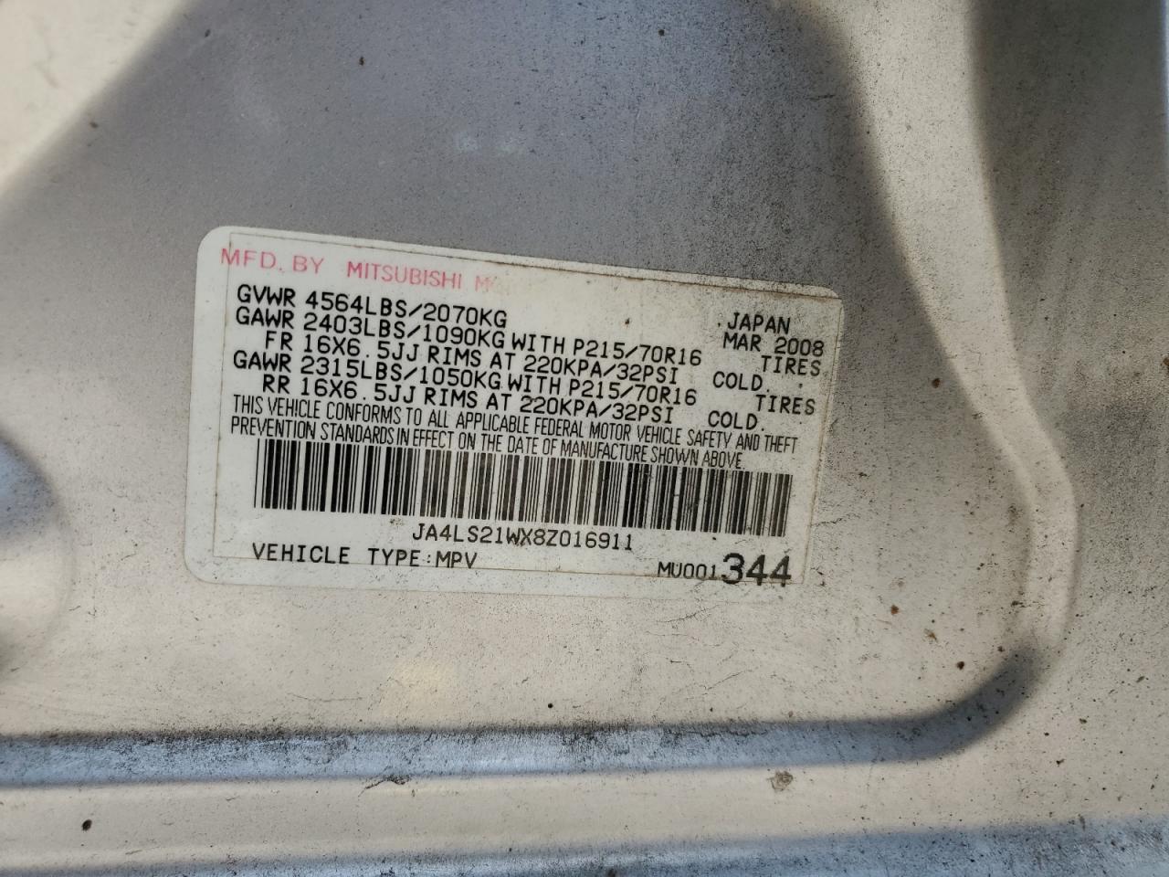 2008 Mitsubishi Outlander Es VIN: JA4LS21WX8Z016911 Lot: 93108605