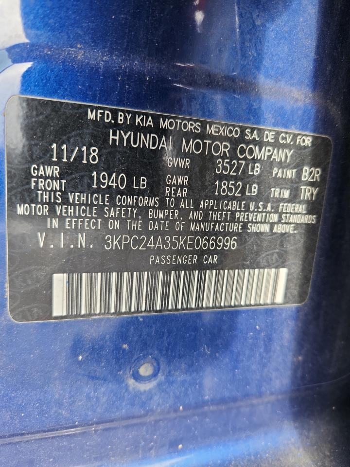 2019 Hyundai Accent Se VIN: 3KPC24A35KE066996 Lot: 92490825