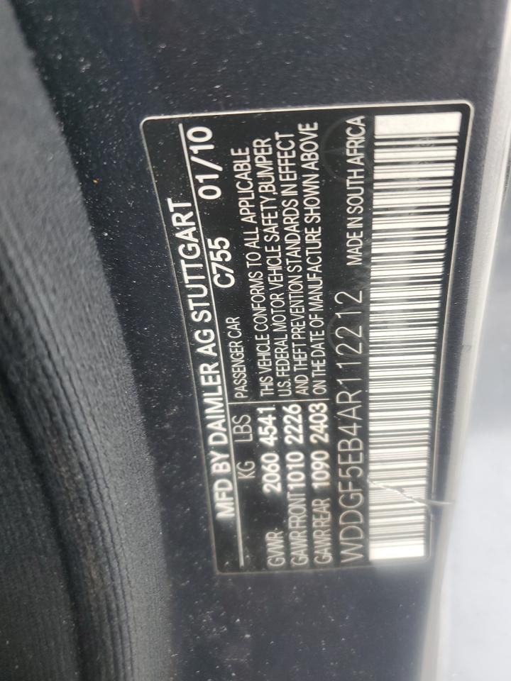 2010 Mercedes-Benz C 300 VIN: WDDGF5EB4AR112212 Lot: 92626305