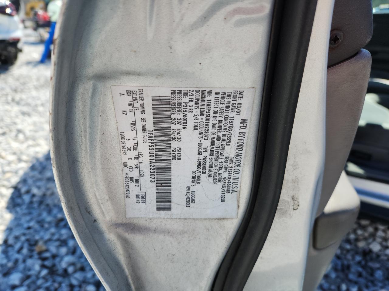 2001 Ford Taurus Ses VIN: 1FAFP55U01A223073 Lot: 91690225