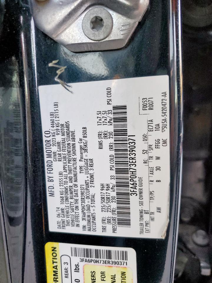 2014 Ford Fusion Se VIN: 3FA6P0H73ER390371 Lot: 91211095