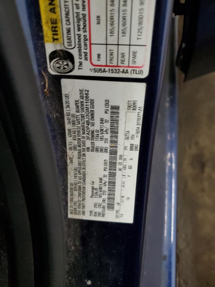 2016 Ford Fiesta Se VIN: 3FADP4BJ3GM110662 Lot: 92674875