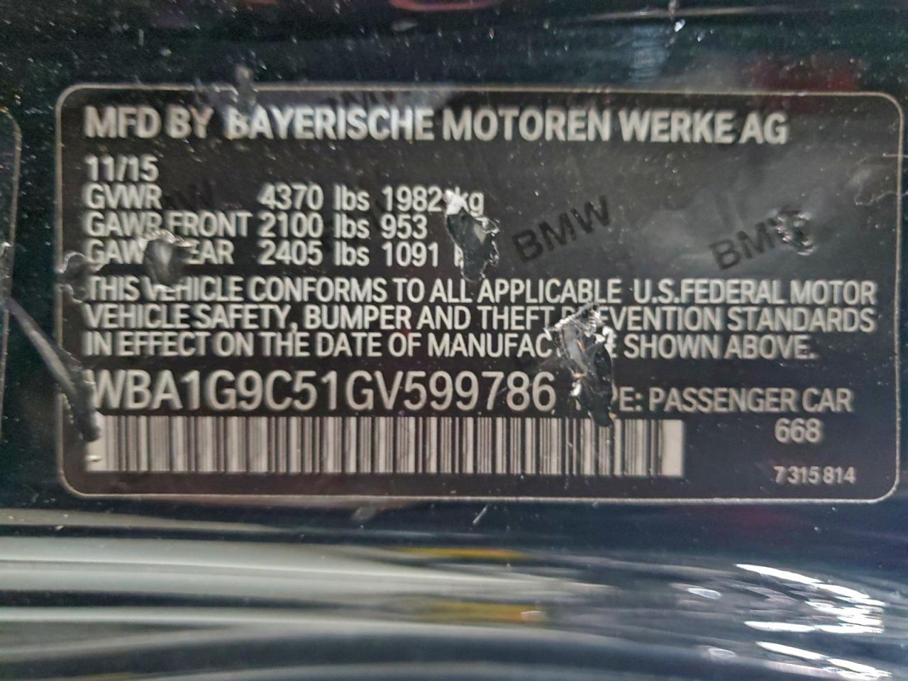 2016 BMW 228 Xi Sulev VIN: WBA1G9C51GV599786 Lot: 93894325