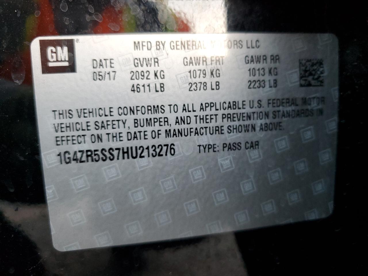 2017 Buick Lacrosse Premium VIN: 1G4ZR5SS7HU213276 Lot: 92653565