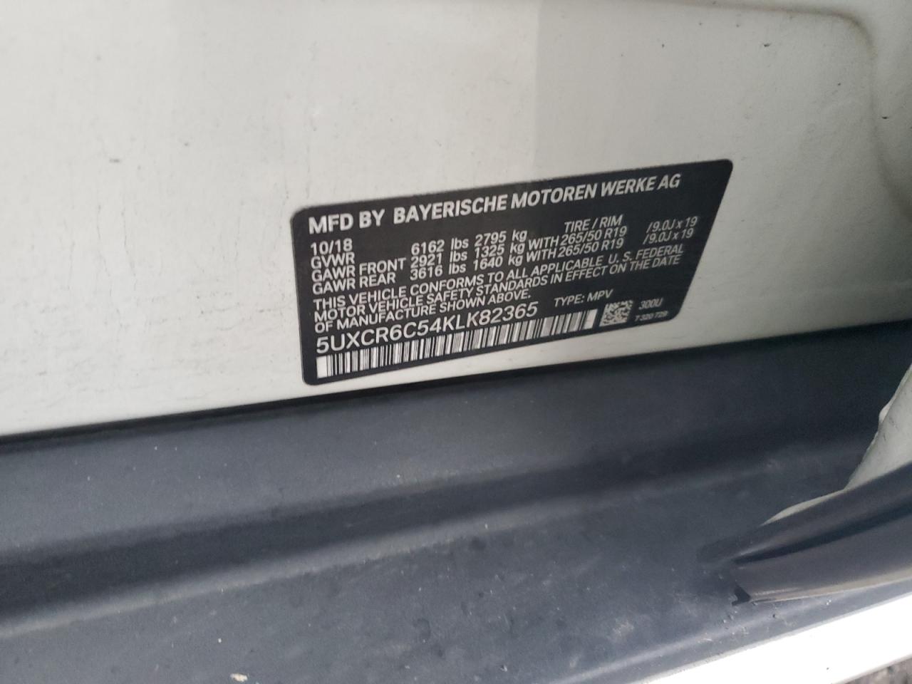 2019 BMW X5 xDrive40I VIN: 5UXCR6C54KLK82365 Lot: 92895375