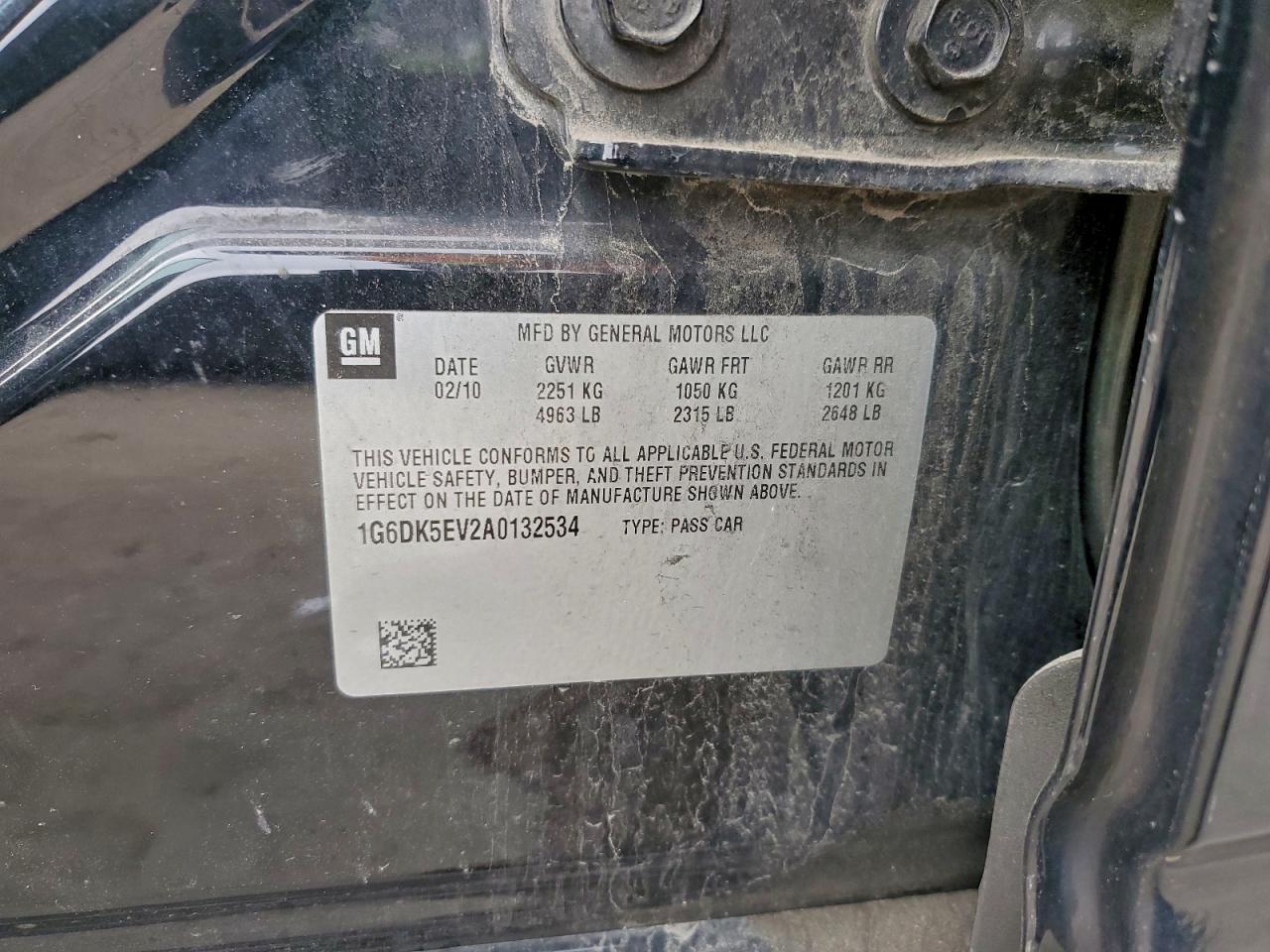 2010 Cadillac Cts Performance Collection VIN: 1G6DK5EV2A0132534 Lot: 93984305