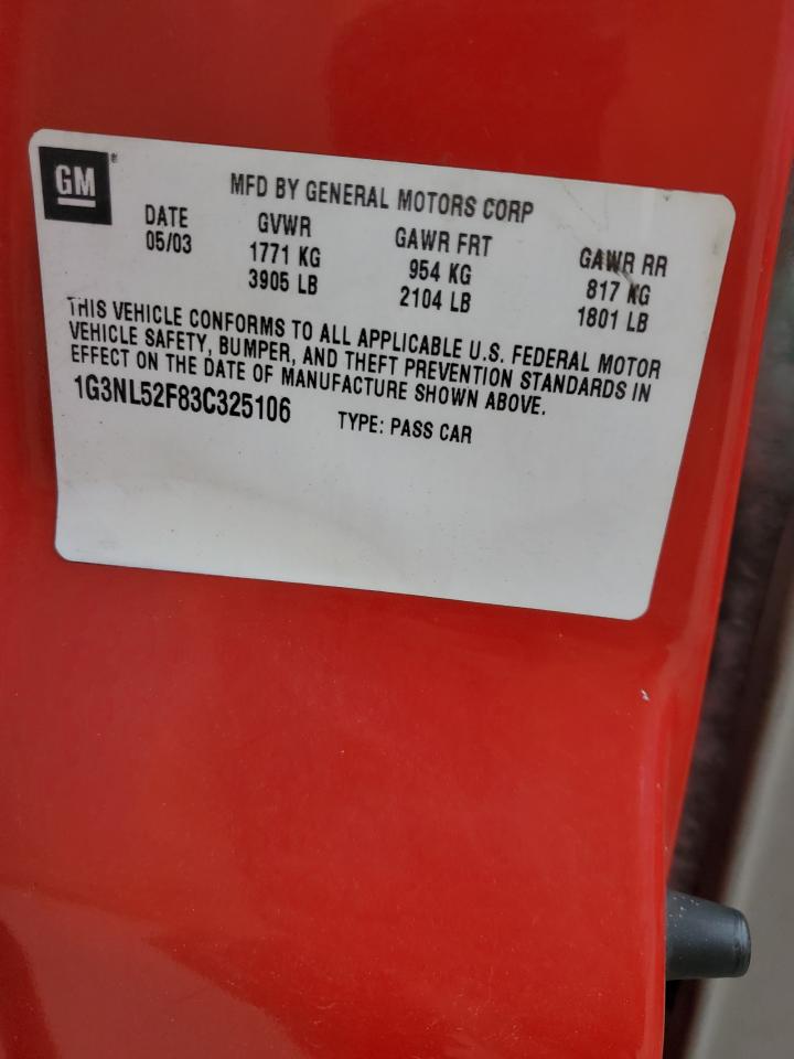 2003 Oldsmobile Alero Gl VIN: 1G3NL52F83C325106 Lot: 92416605